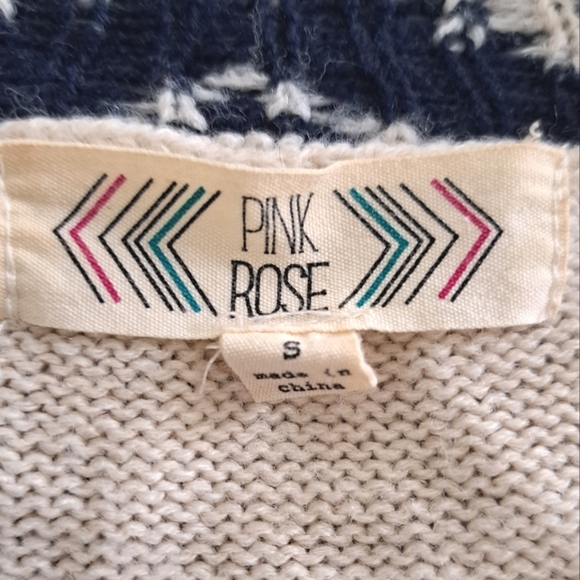 🪻BOGO🪻 PINK ROSE Boho Waterfall‎ Open Front Cardigan Southwest Cream Blue - Picture 11 of 13